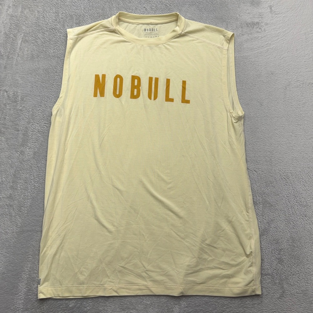 NOBULL Tank Top Mens Large Yellow Graphic Logo Sleeveless Training Muscle Tee